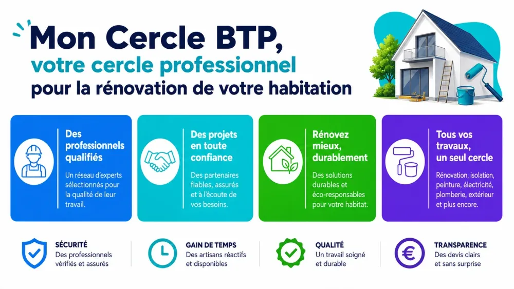 infographie sur Mon Cercle BTP, votre cercle professionnel pour la rénovation de votre habitation